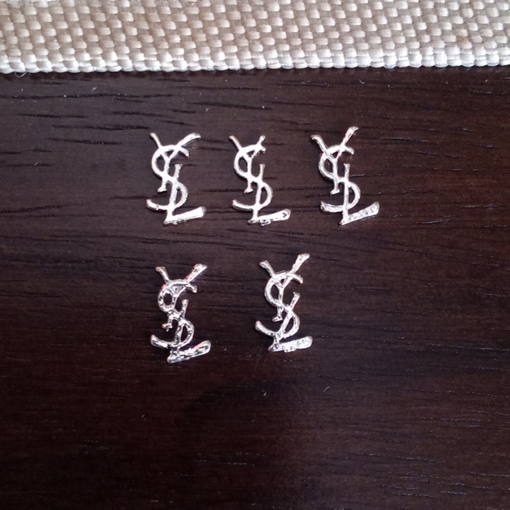 NEW YSL SILVER 3D METAL NAIL CHARMS
